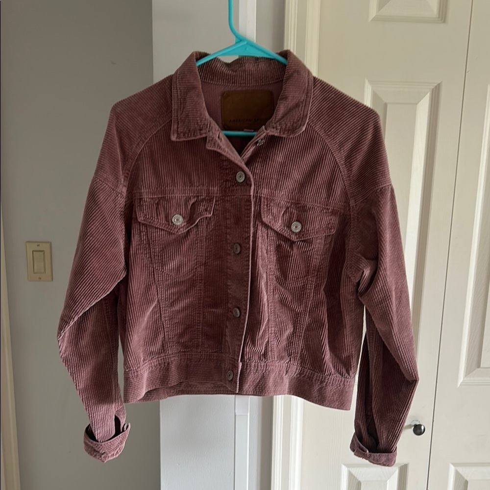 American Eagle Outfitters Pink Corduroy Cropped Jacket